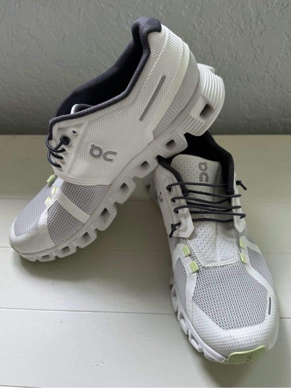 On Cloud 5 Push White/Grey/Lime Women's Running Sz 9